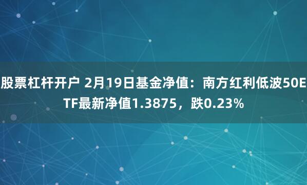 股票杠杆开户 2月19日基金净值：南方红利低波50ETF最新净值1.3875，跌0.23%